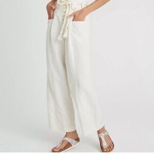 Anthropologie Maeve Liliana Pants Size 8 Linen Cotton Paperbag Tie Wide Leg A13